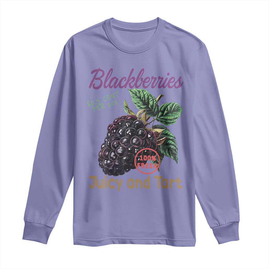 Fresh Juicy Blackberries Long Sleeve Shirt Retro Vintage Backberry Farmers Market