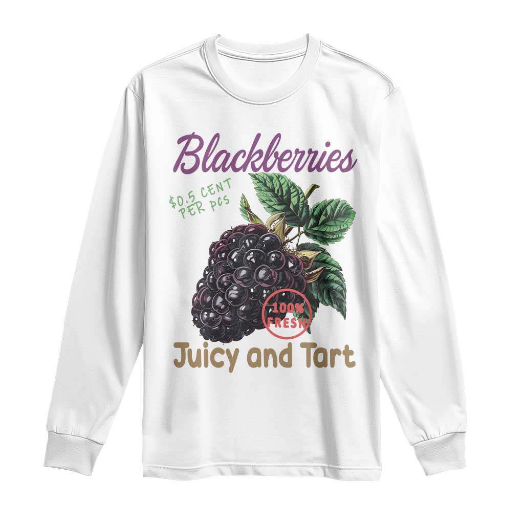Fresh Juicy Blackberries Long Sleeve Shirt Retro Vintage Backberry Farmers Market