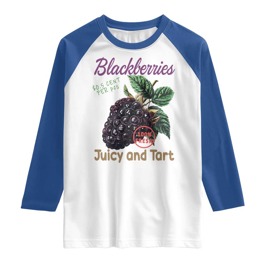 Fresh Juicy Blackberries Raglan Shirt Retro Vintage Backberry Farmers Market