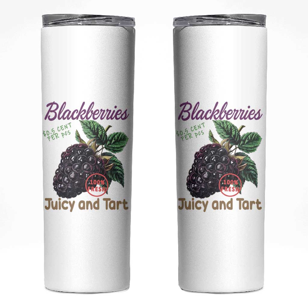 Fresh Juicy Blackberries Skinny Tumbler Retro Vintage Backberry Farmers Market