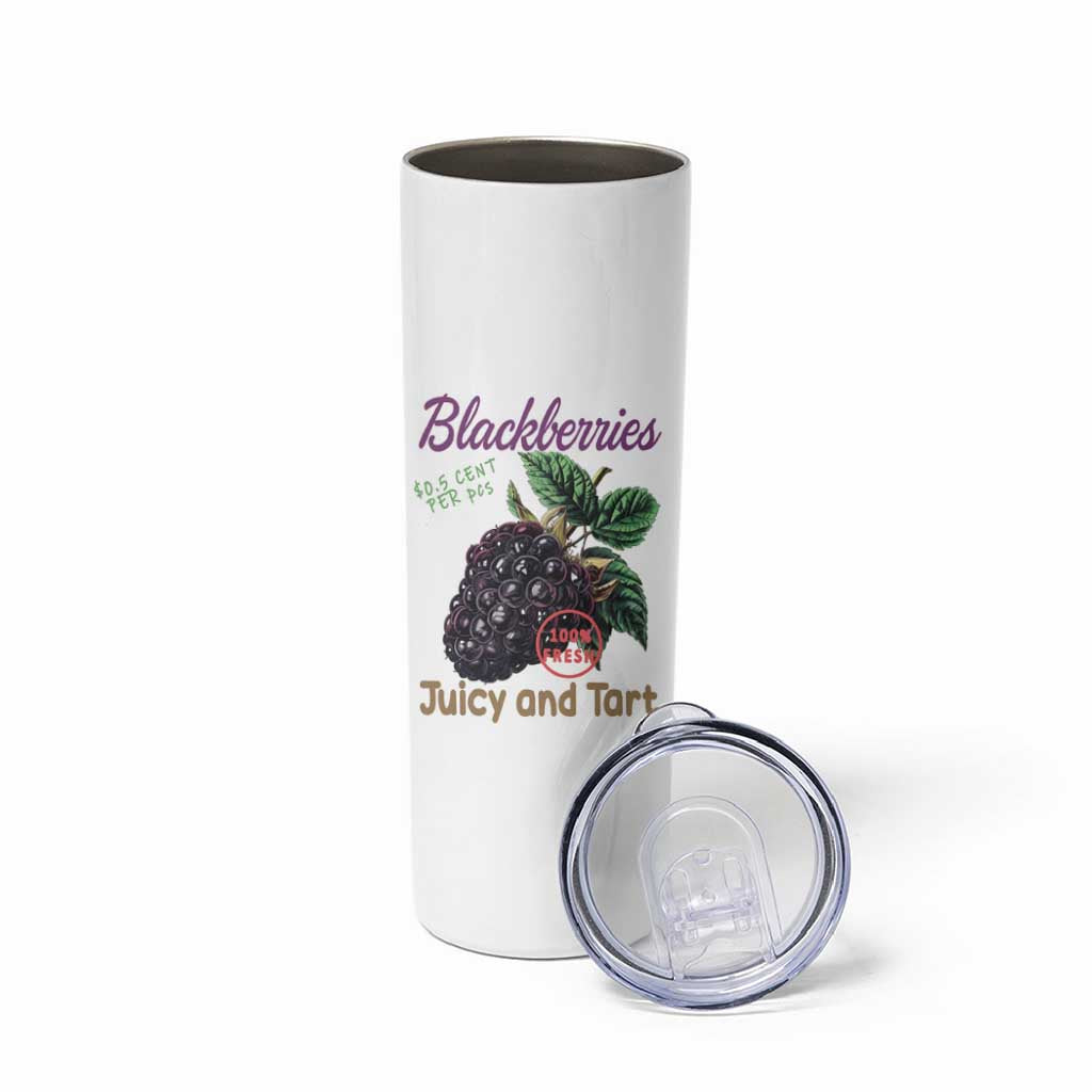 Fresh Juicy Blackberries Skinny Tumbler Retro Vintage Backberry Farmers Market