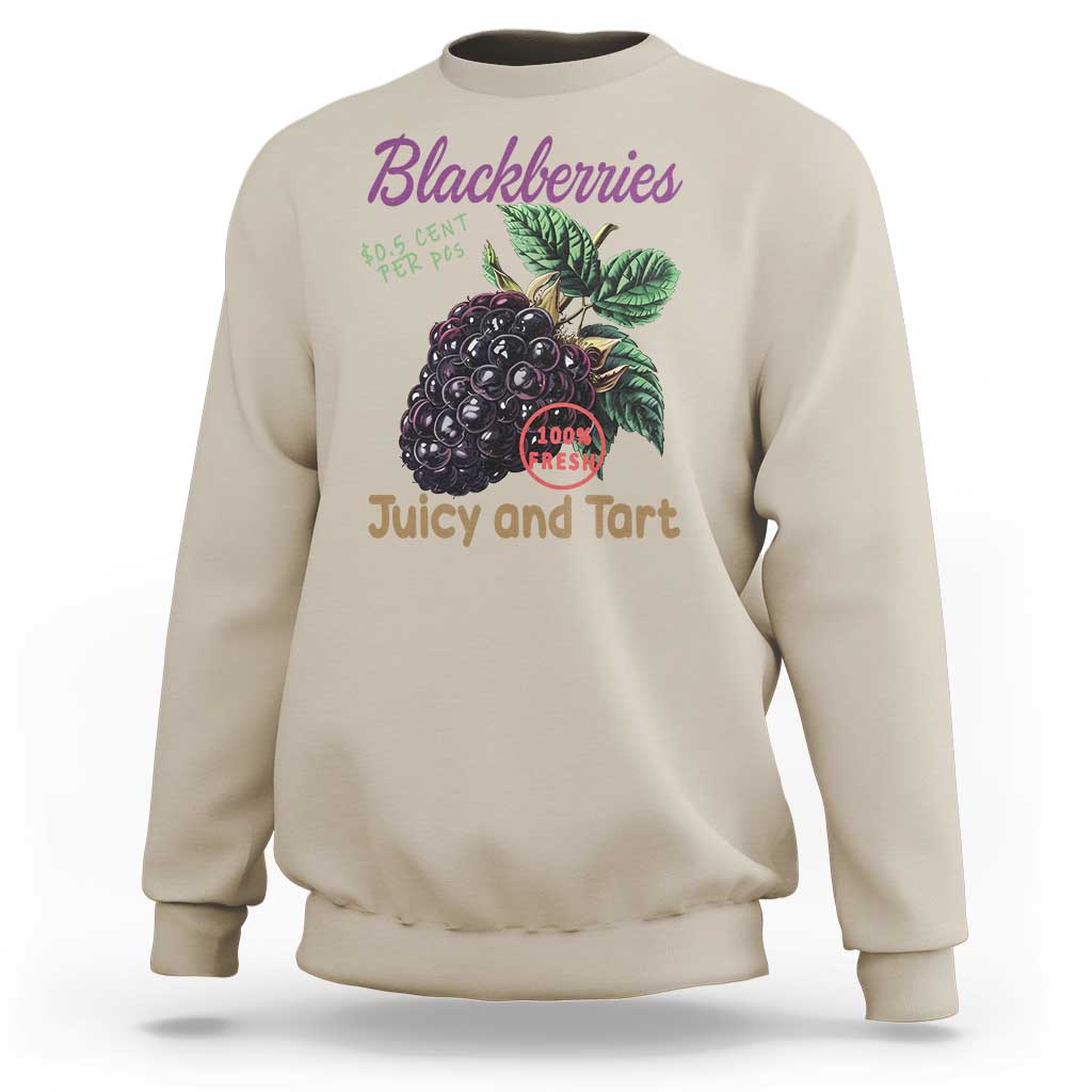 Fresh Juicy Blackberries Sweatshirt Retro Vintage Backberry Farmers Market
