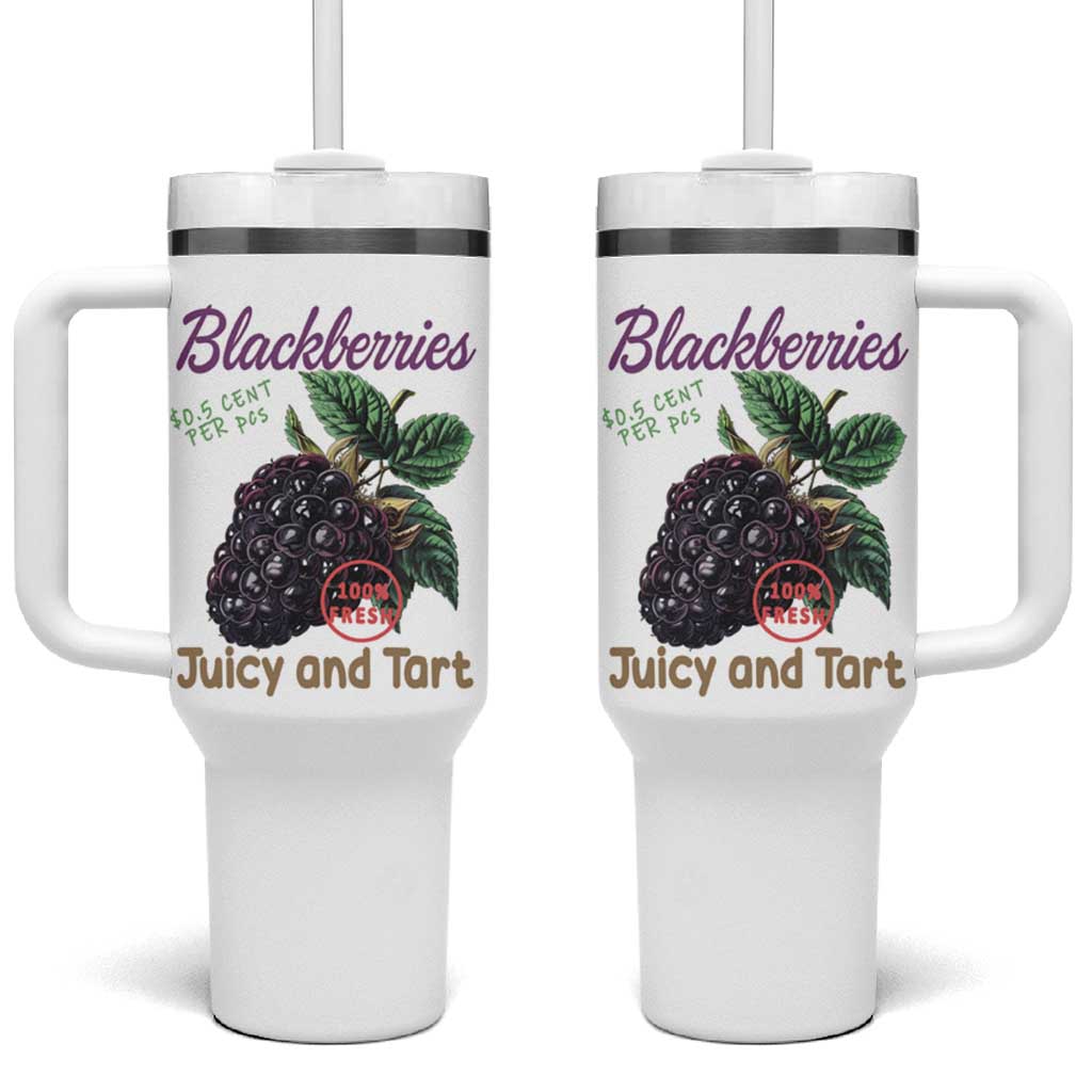 Fresh Juicy Blackberries Tumbler With Handle Retro Vintage Backberry Farmers Market