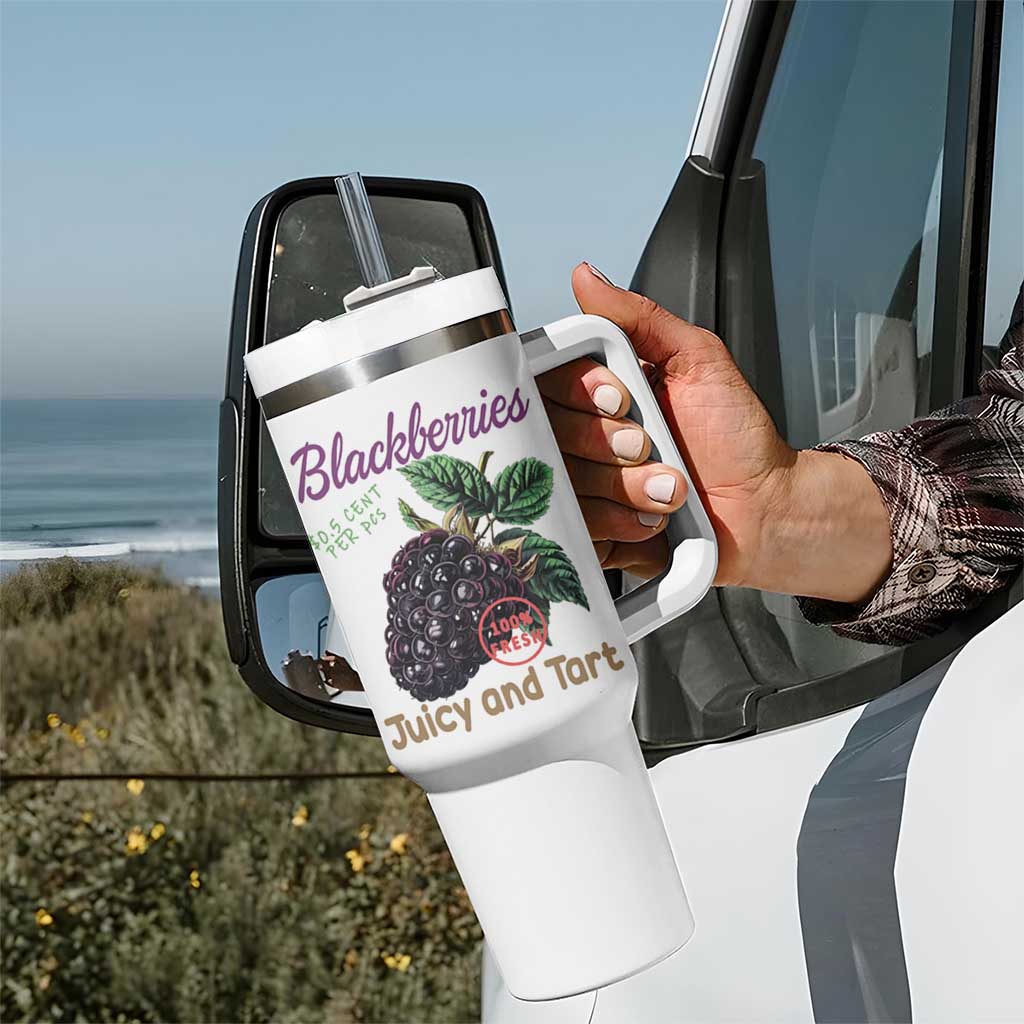Fresh Juicy Blackberries Tumbler With Handle Retro Vintage Backberry Farmers Market