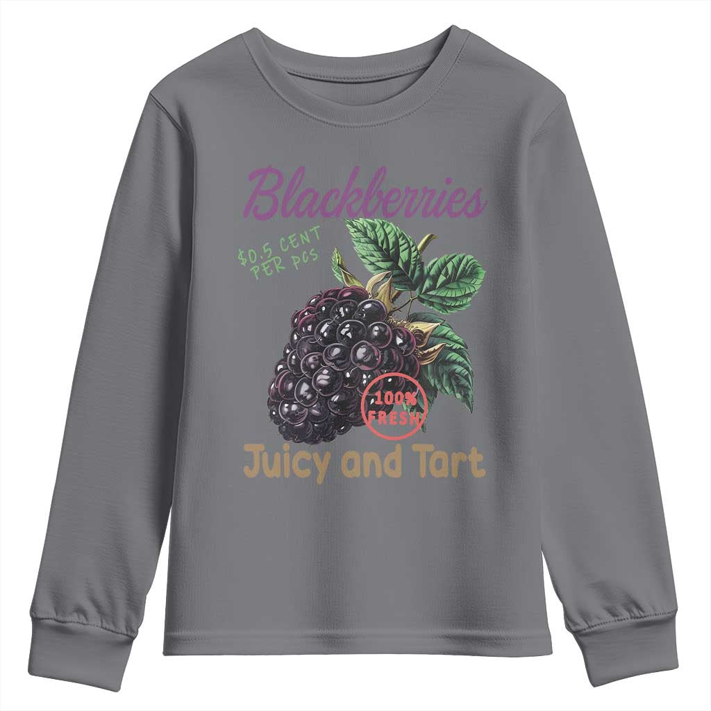 Fresh Juicy Blackberries Youth Sweatshirt Retro Vintage Backberry Farmers Market