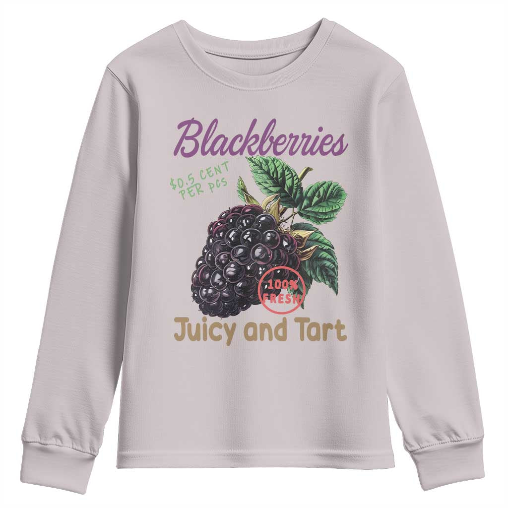 Fresh Juicy Blackberries Youth Sweatshirt Retro Vintage Backberry Farmers Market