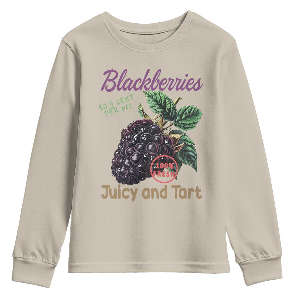 Fresh Juicy Blackberries Youth Sweatshirt Retro Vintage Backberry Farmers Market