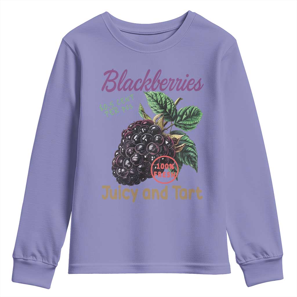 Fresh Juicy Blackberries Youth Sweatshirt Retro Vintage Backberry Farmers Market
