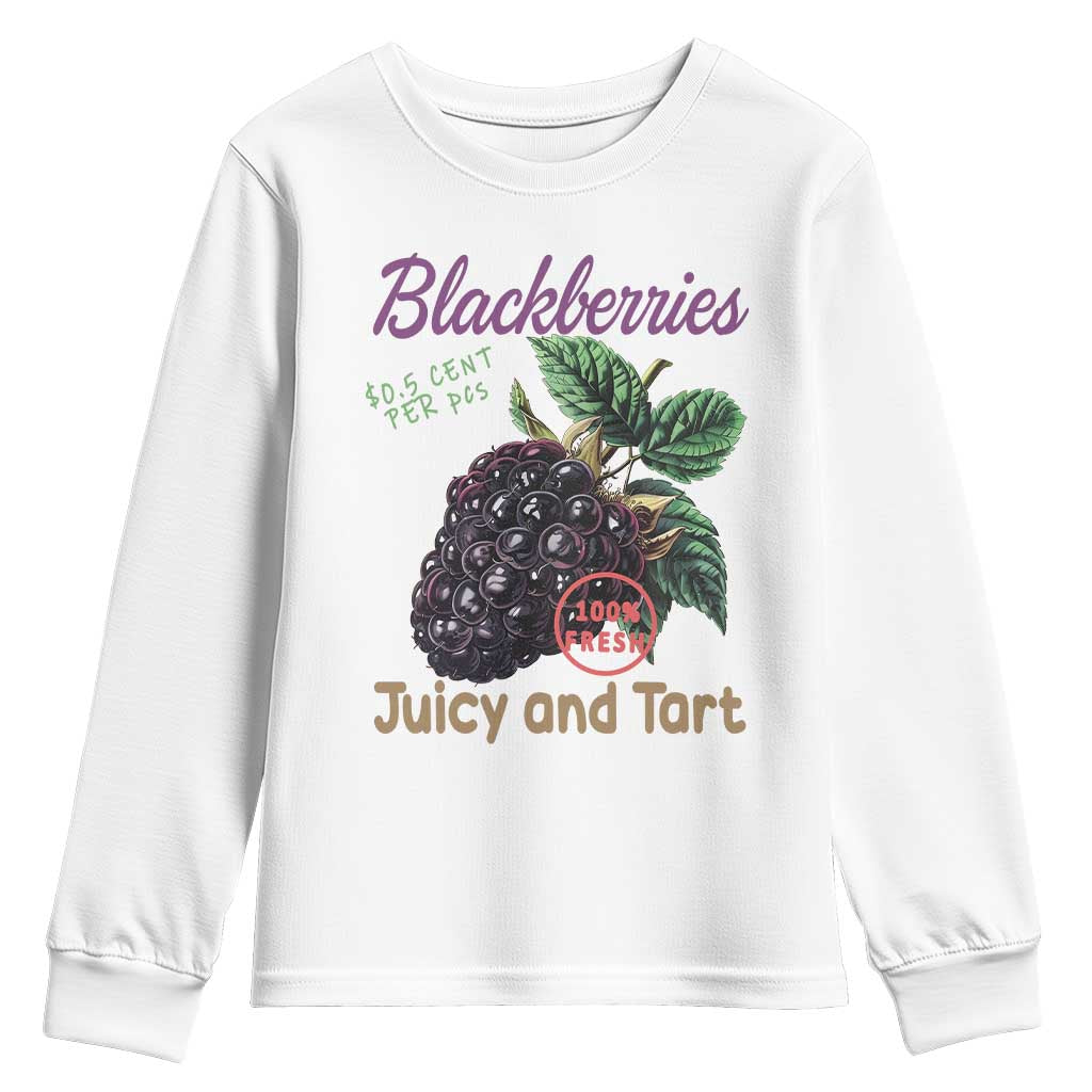 Fresh Juicy Blackberries Youth Sweatshirt Retro Vintage Backberry Farmers Market