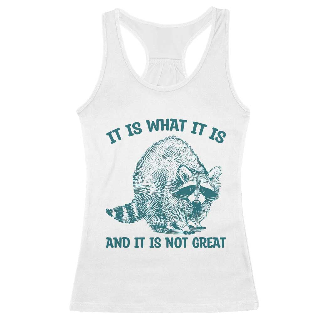 Funny Raccoon Meme It Is What It Is Racerback Tank Top And It Is Not Great Mental Health Support - Wonder Print Shop