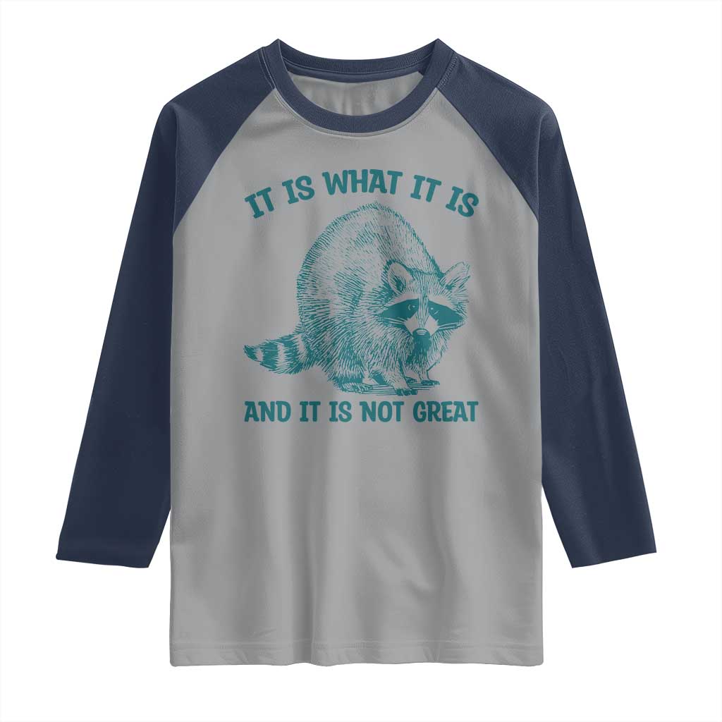 Funny Raccoon Meme It Is What It Is Raglan Shirt And It Is Not Great Mental Health Support - Wonder Print Shop