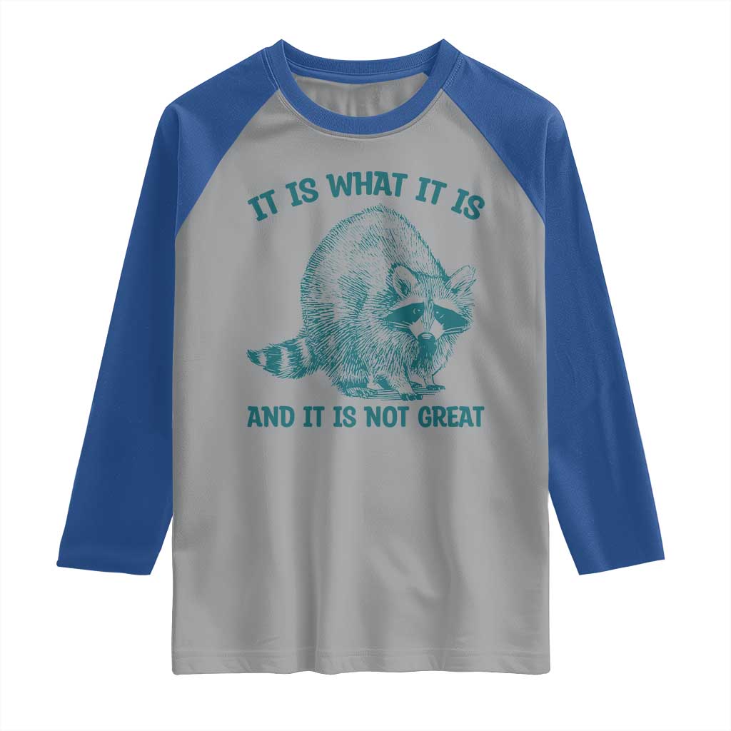 Funny Raccoon Meme It Is What It Is Raglan Shirt And It Is Not Great Mental Health Support - Wonder Print Shop