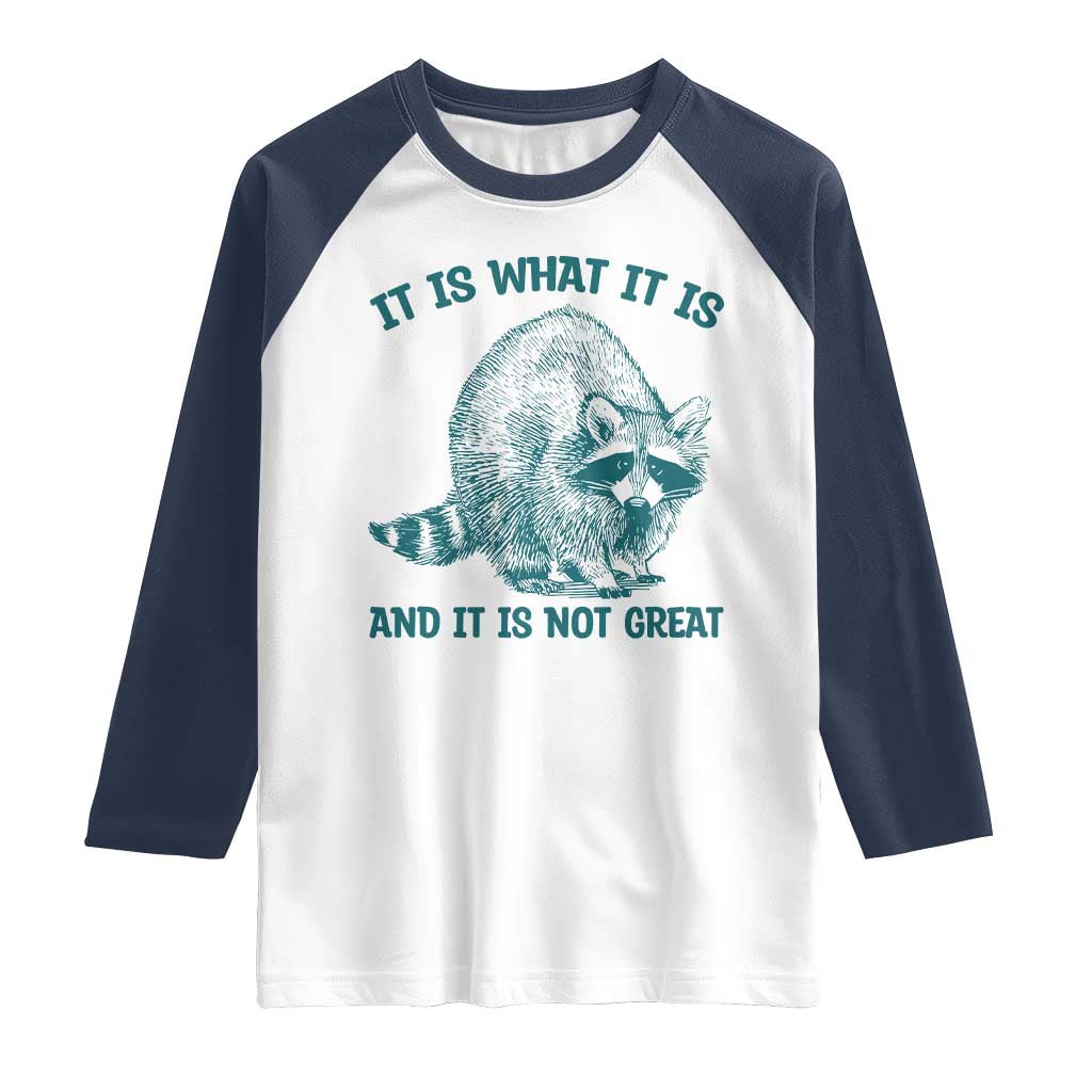 Funny Raccoon Meme It Is What It Is Raglan Shirt And It Is Not Great Mental Health Support - Wonder Print Shop