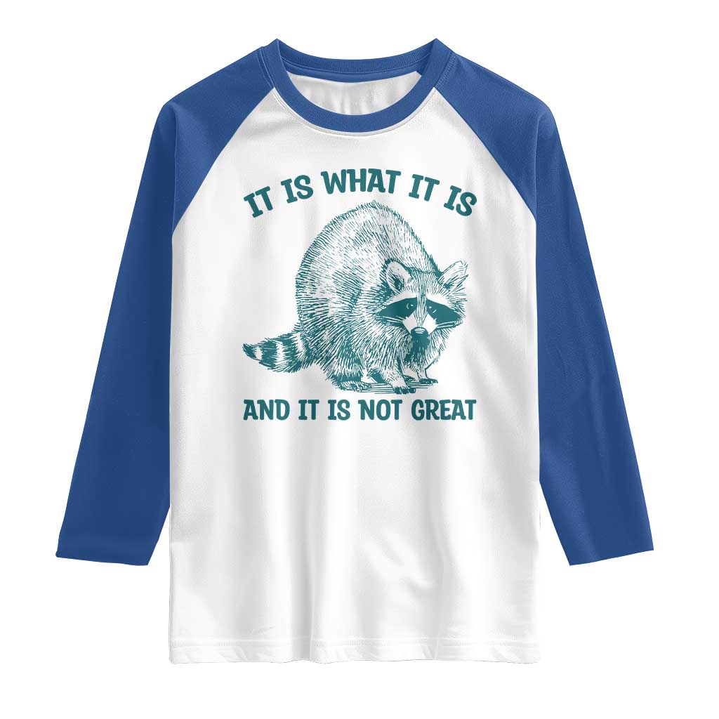 Funny Raccoon Meme It Is What It Is Raglan Shirt And It Is Not Great Mental Health Support - Wonder Print Shop
