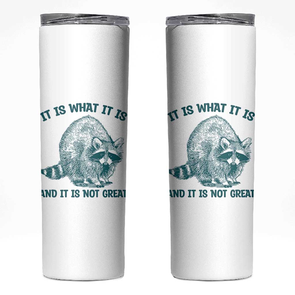 Funny Raccoon Meme It Is What It Is Skinny Tumbler And It Is Not Great Mental Health Support - Wonder Print Shop