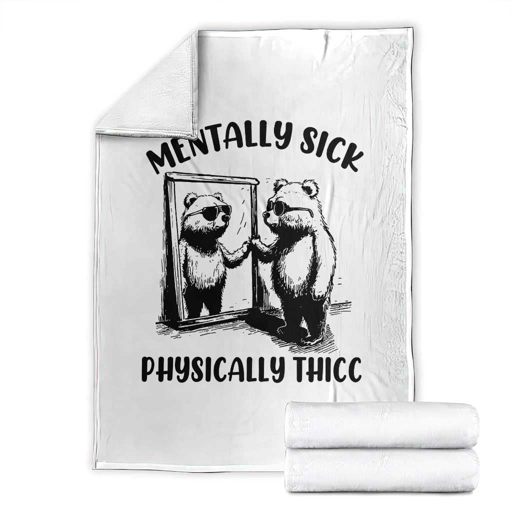 Mentally Sick Physically Thick Throw Blanket Retro Vintage Silly Raccoon Weird Meme - Wonder Print Shop