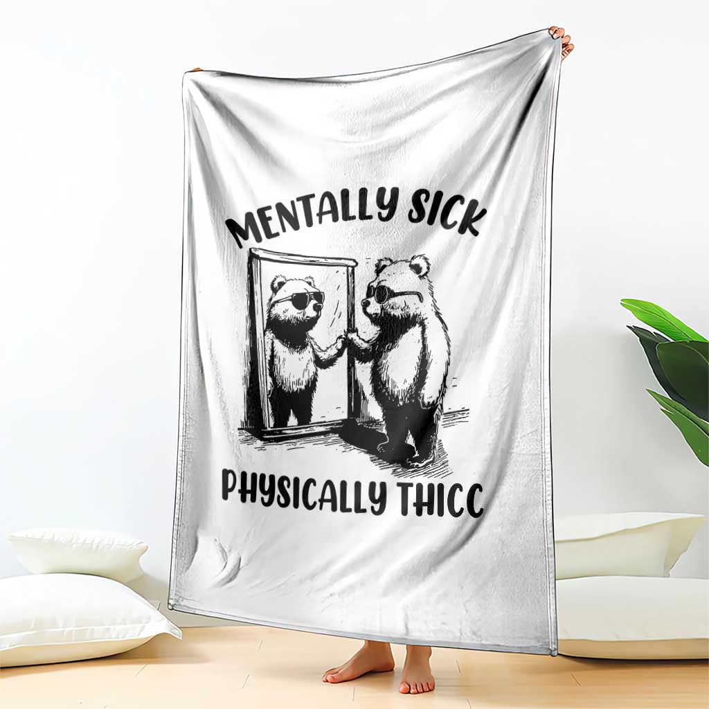 Mentally Sick Physically Thick Throw Blanket Retro Vintage Silly Raccoon Weird Meme - Wonder Print Shop