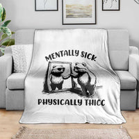 Mentally Sick Physically Thick Throw Blanket Retro Vintage Silly Raccoon Weird Meme - Wonder Print Shop