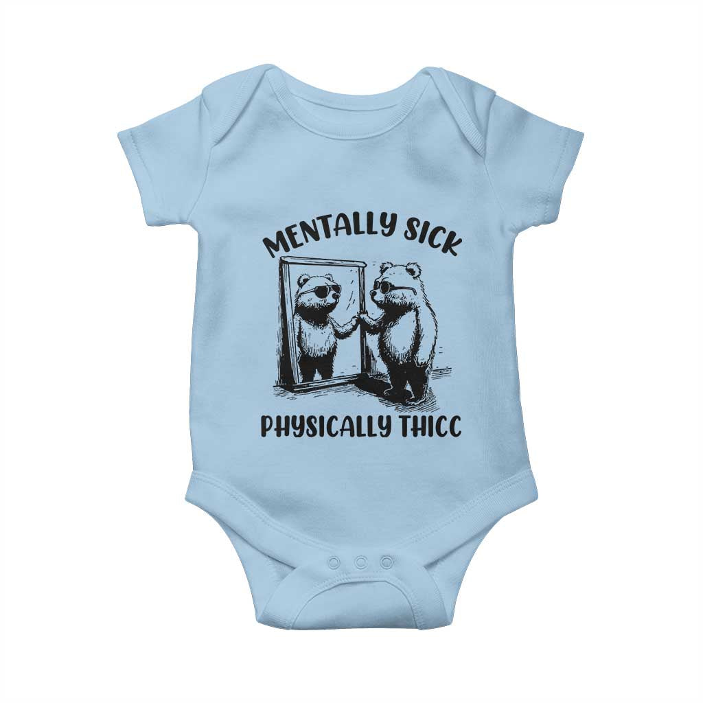 Mentally Sick Physically Thick Baby Onesie Retro Vintage Silly Raccoon Weird Meme - Wonder Print Shop