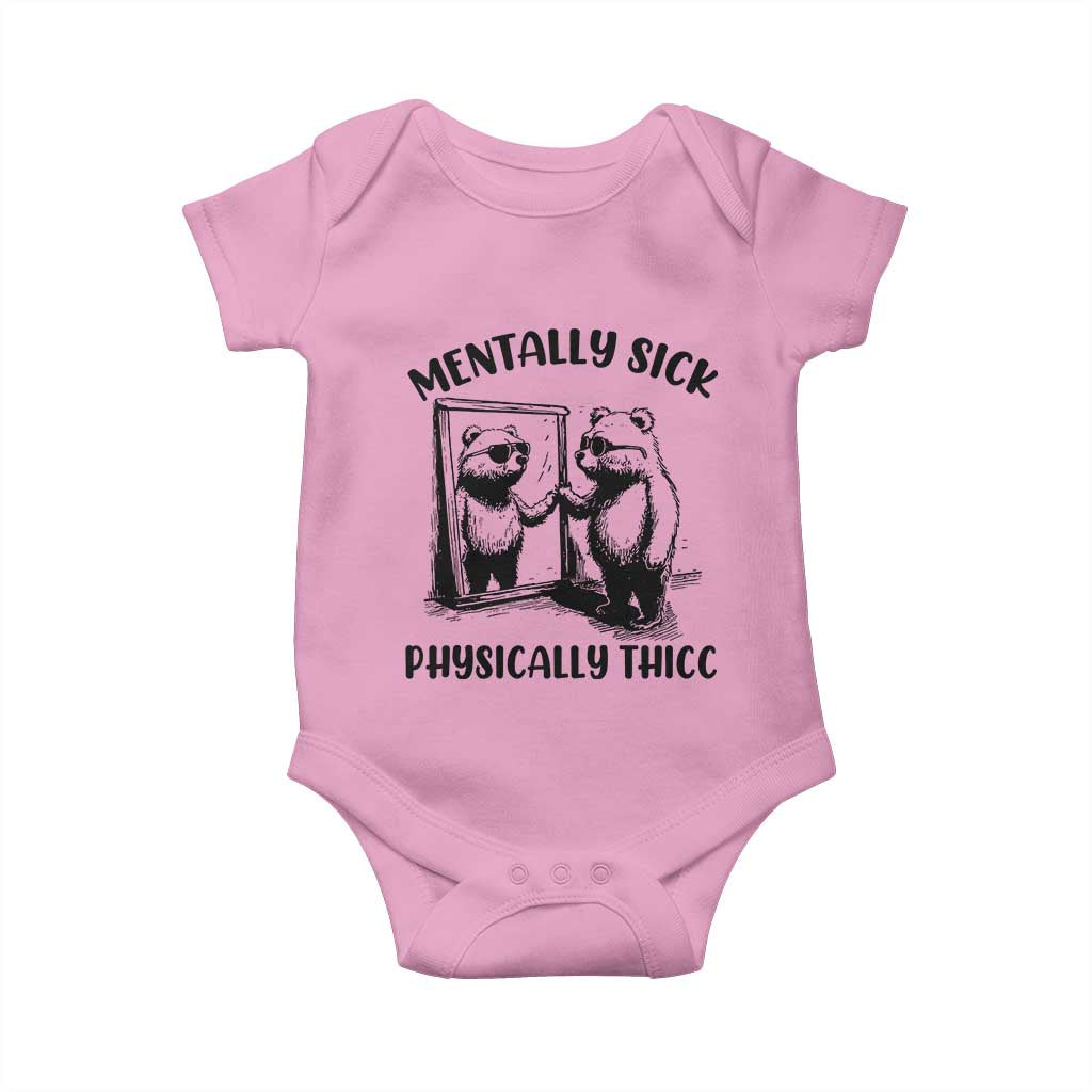 Mentally Sick Physically Thick Baby Onesie Retro Vintage Silly Raccoon Weird Meme - Wonder Print Shop