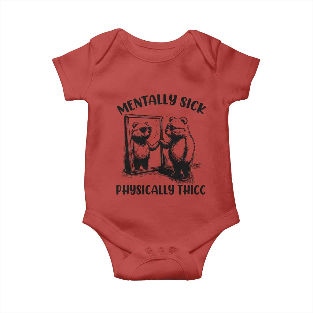 Mentally Sick Physically Thick Baby Onesie Retro Vintage Silly Raccoon Weird Meme - Wonder Print Shop