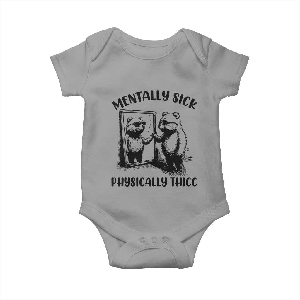 Mentally Sick Physically Thick Baby Onesie Retro Vintage Silly Raccoon Weird Meme - Wonder Print Shop