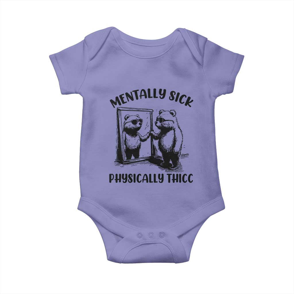 Mentally Sick Physically Thick Baby Onesie Retro Vintage Silly Raccoon Weird Meme - Wonder Print Shop