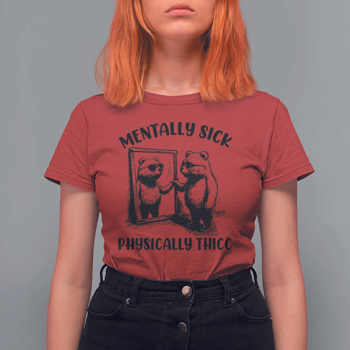 Mentally Sick Physically Thick T Shirt For Women Retro Vintage Silly Raccoon Weird Meme - Wonder Print Shop
