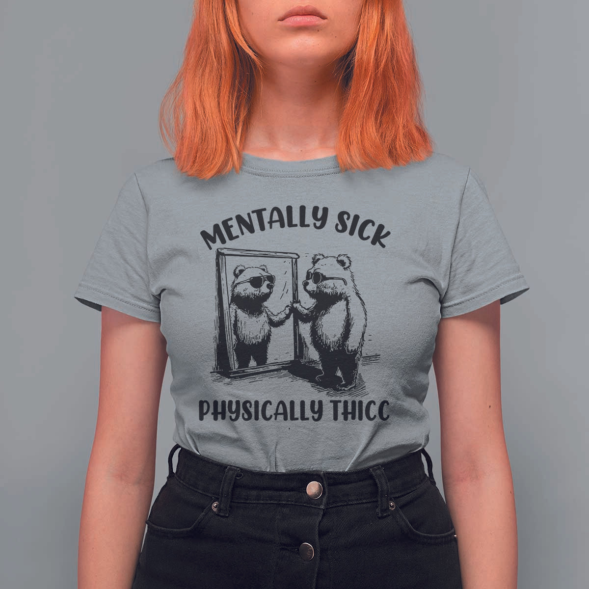 Mentally Sick Physically Thick T Shirt For Women Retro Vintage Silly Raccoon Weird Meme - Wonder Print Shop