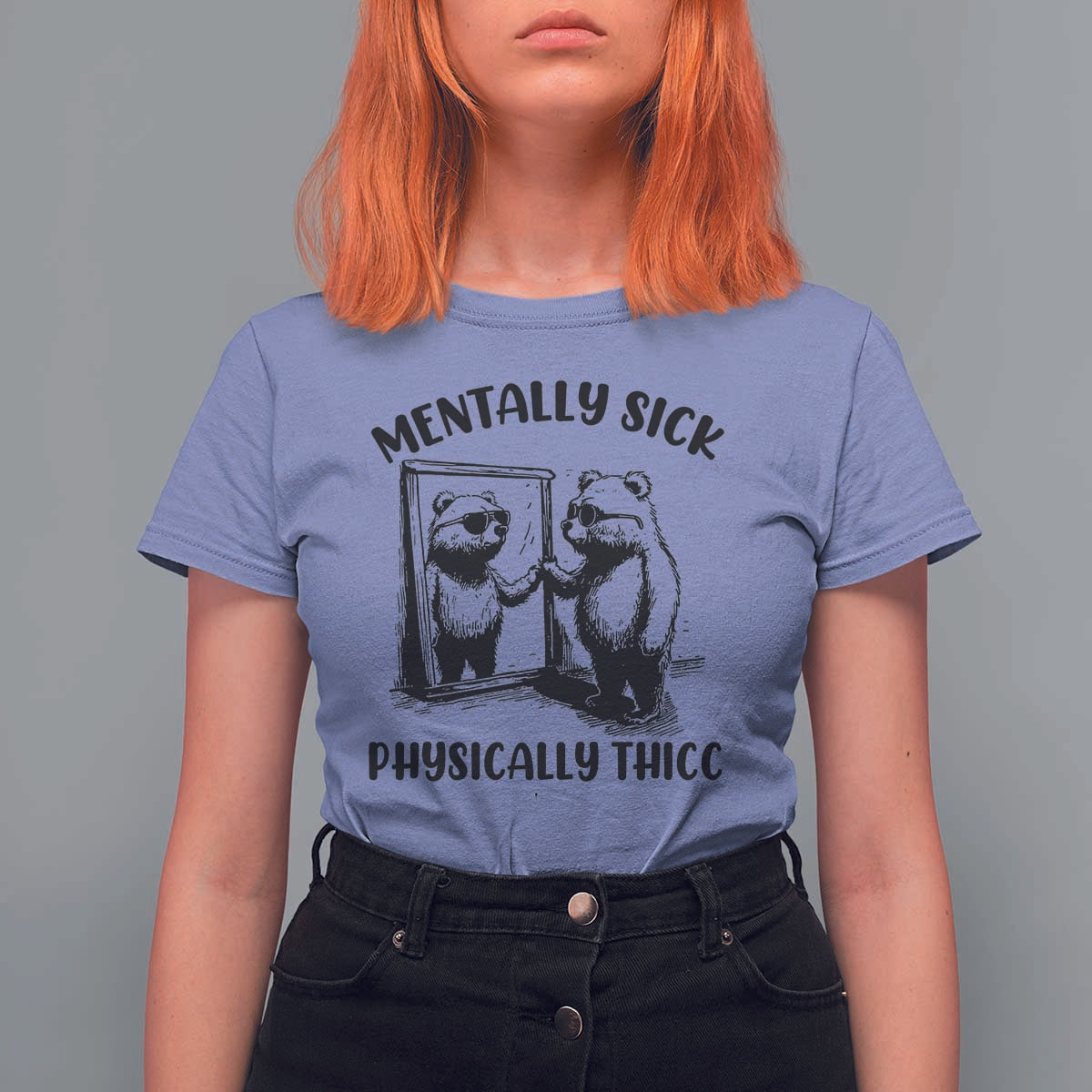Mentally Sick Physically Thick T Shirt For Women Retro Vintage Silly Raccoon Weird Meme - Wonder Print Shop