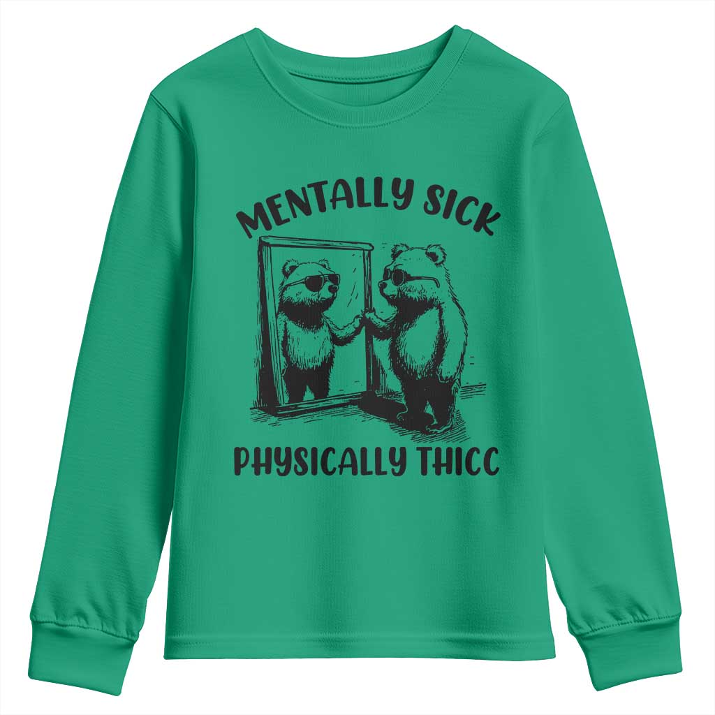 Mentally Sick Physically Thick Youth Sweatshirt Retro Vintage Silly Raccoon Weird Meme - Wonder Print Shop