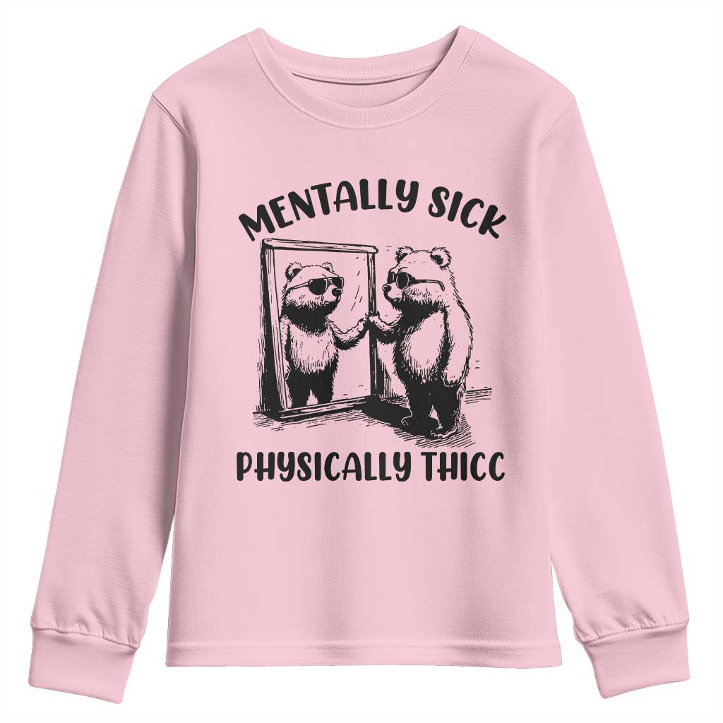 Mentally Sick Physically Thick Youth Sweatshirt Retro Vintage Silly Raccoon Weird Meme - Wonder Print Shop