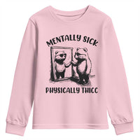 Mentally Sick Physically Thick Youth Sweatshirt Retro Vintage Silly Raccoon Weird Meme - Wonder Print Shop