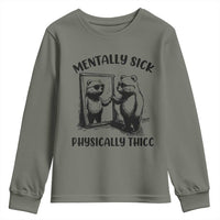 Mentally Sick Physically Thick Youth Sweatshirt Retro Vintage Silly Raccoon Weird Meme - Wonder Print Shop