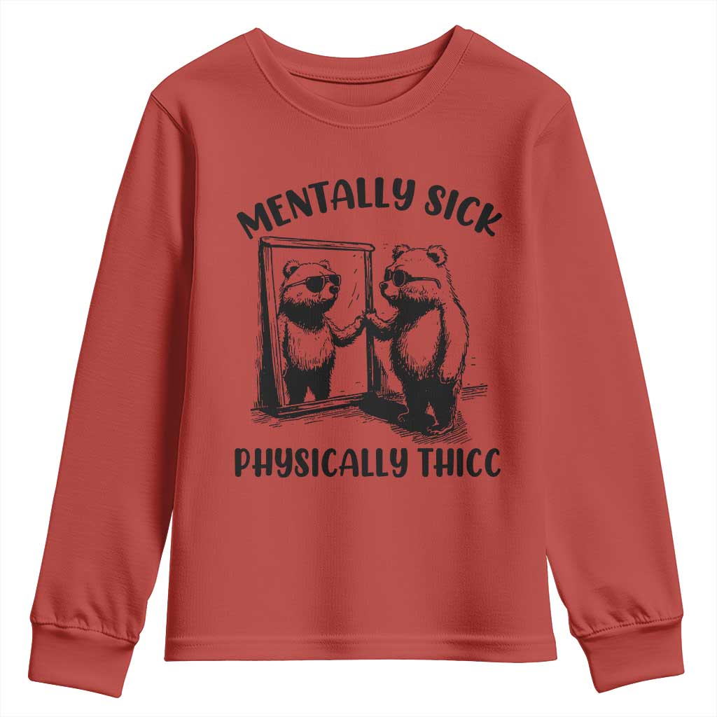 Mentally Sick Physically Thick Youth Sweatshirt Retro Vintage Silly Raccoon Weird Meme - Wonder Print Shop