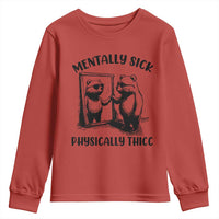 Mentally Sick Physically Thick Youth Sweatshirt Retro Vintage Silly Raccoon Weird Meme - Wonder Print Shop