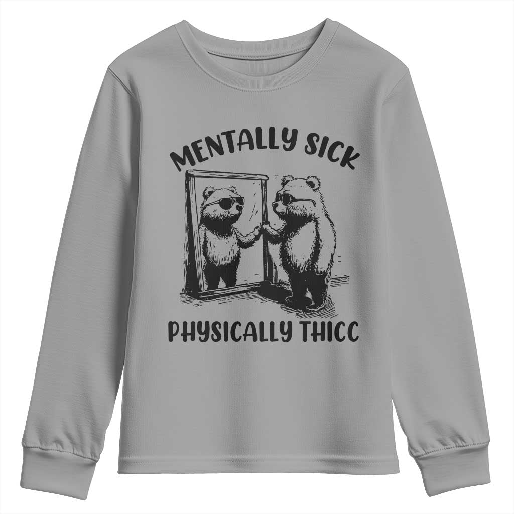 Mentally Sick Physically Thick Youth Sweatshirt Retro Vintage Silly Raccoon Weird Meme - Wonder Print Shop