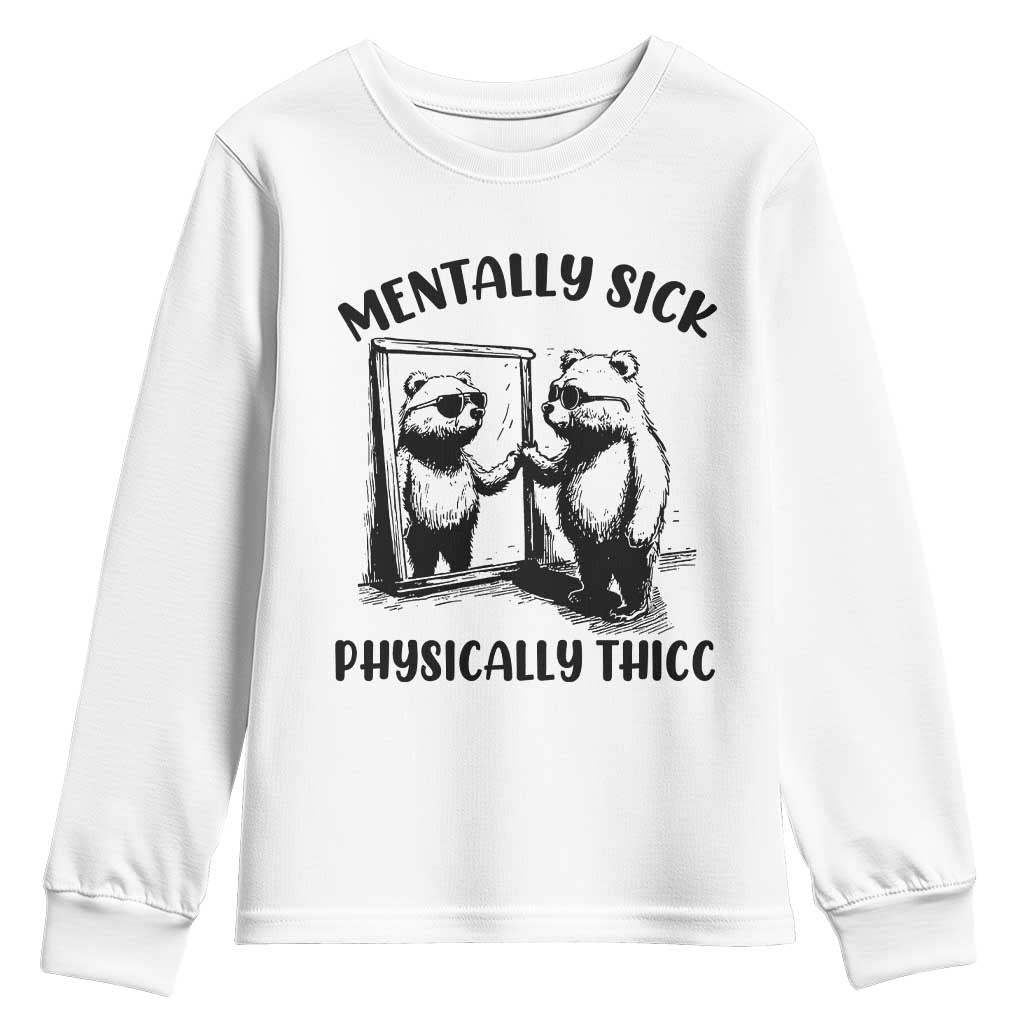 Mentally Sick Physically Thick Youth Sweatshirt Retro Vintage Silly Raccoon Weird Meme - Wonder Print Shop