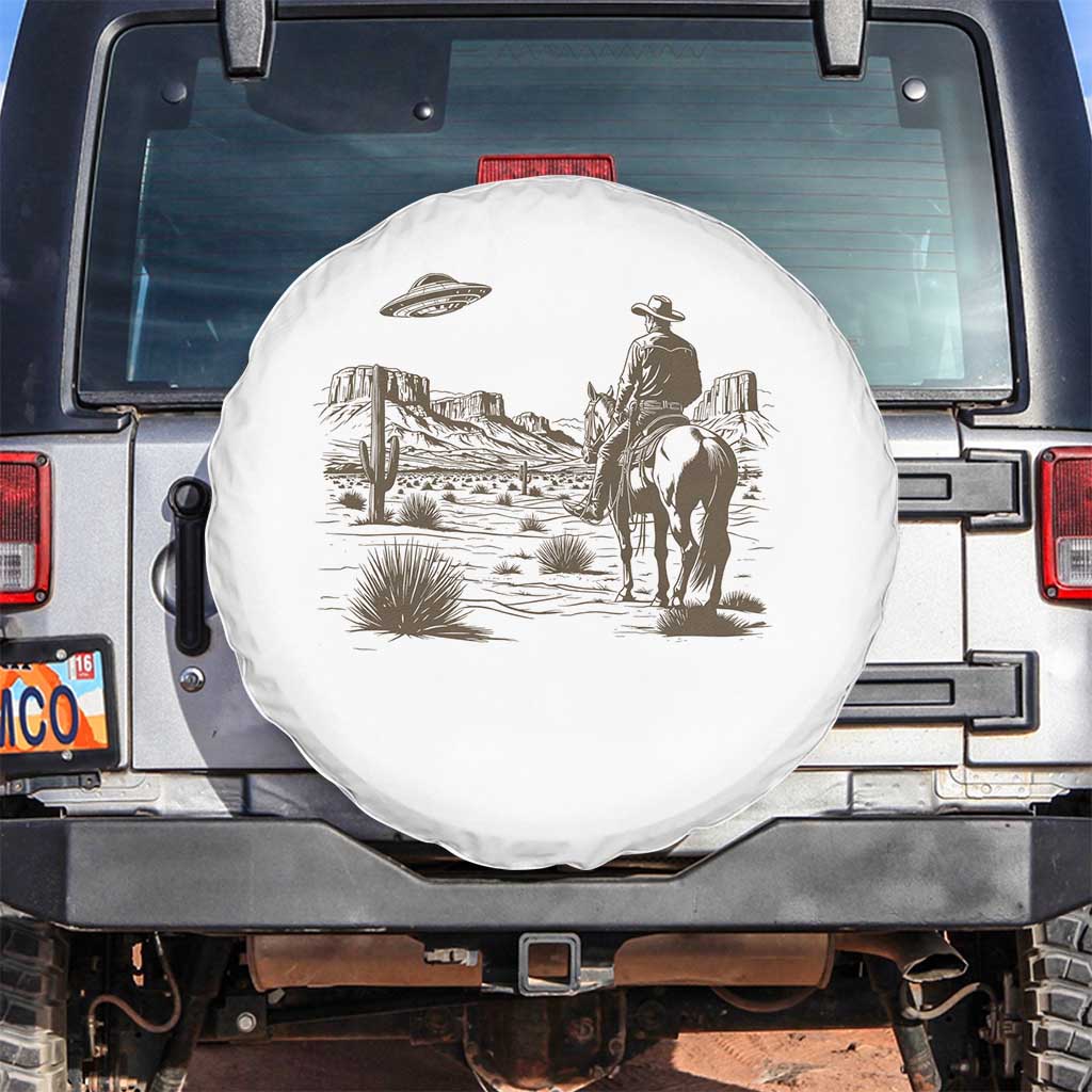 UFO Western Cowboy Spare Tire Cover Rodeo Wild West Retro Vintage Graphic