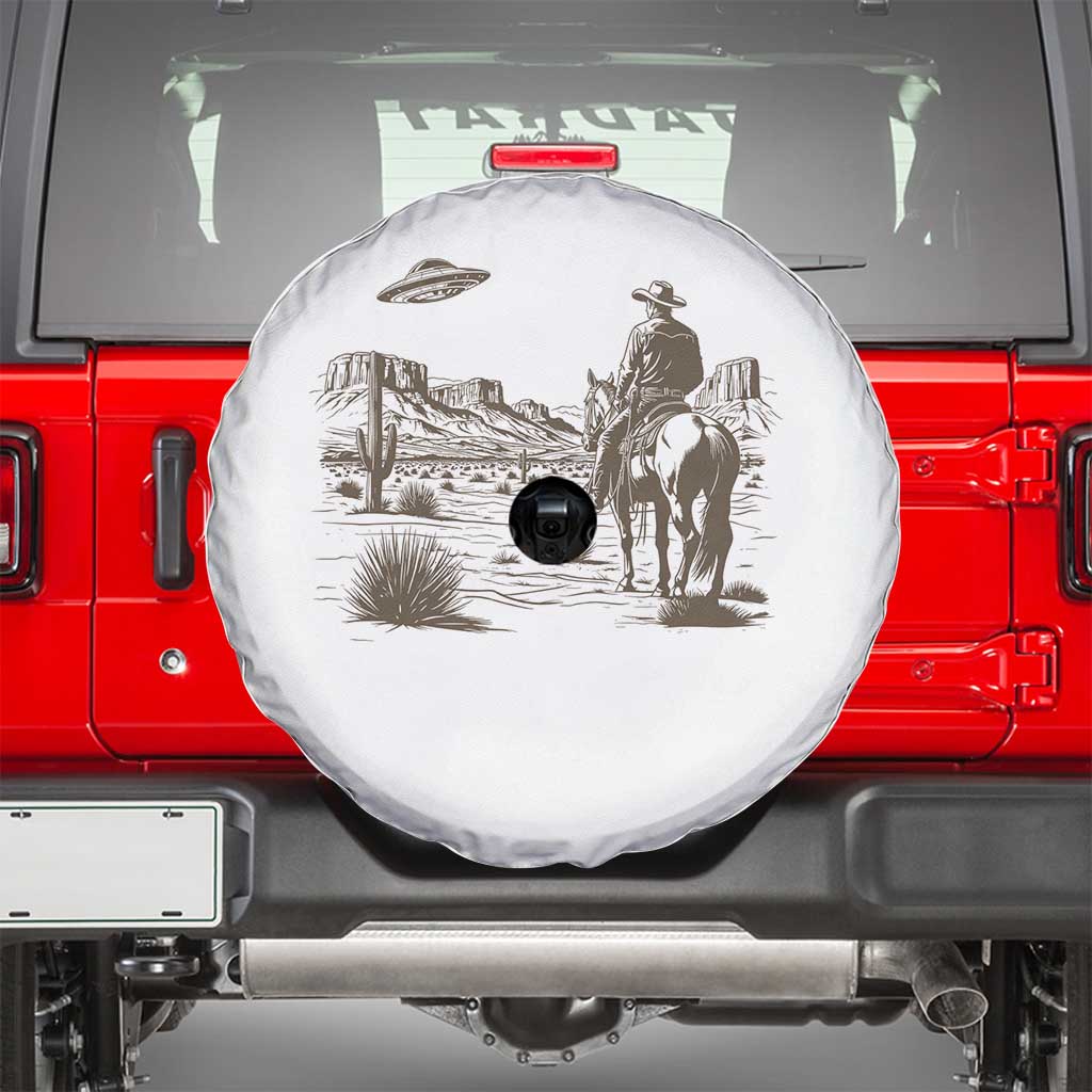 UFO Western Cowboy Spare Tire Cover Rodeo Wild West Retro Vintage Graphic