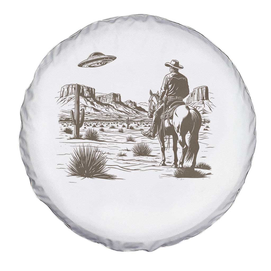 UFO Western Cowboy Spare Tire Cover Rodeo Wild West Retro Vintage Graphic
