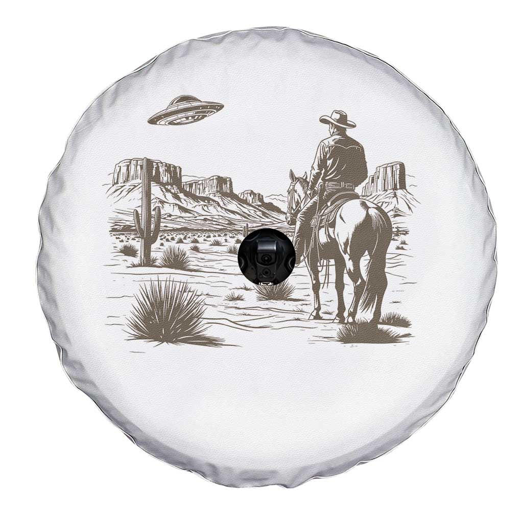 UFO Western Cowboy Spare Tire Cover Rodeo Wild West Retro Vintage Graphic