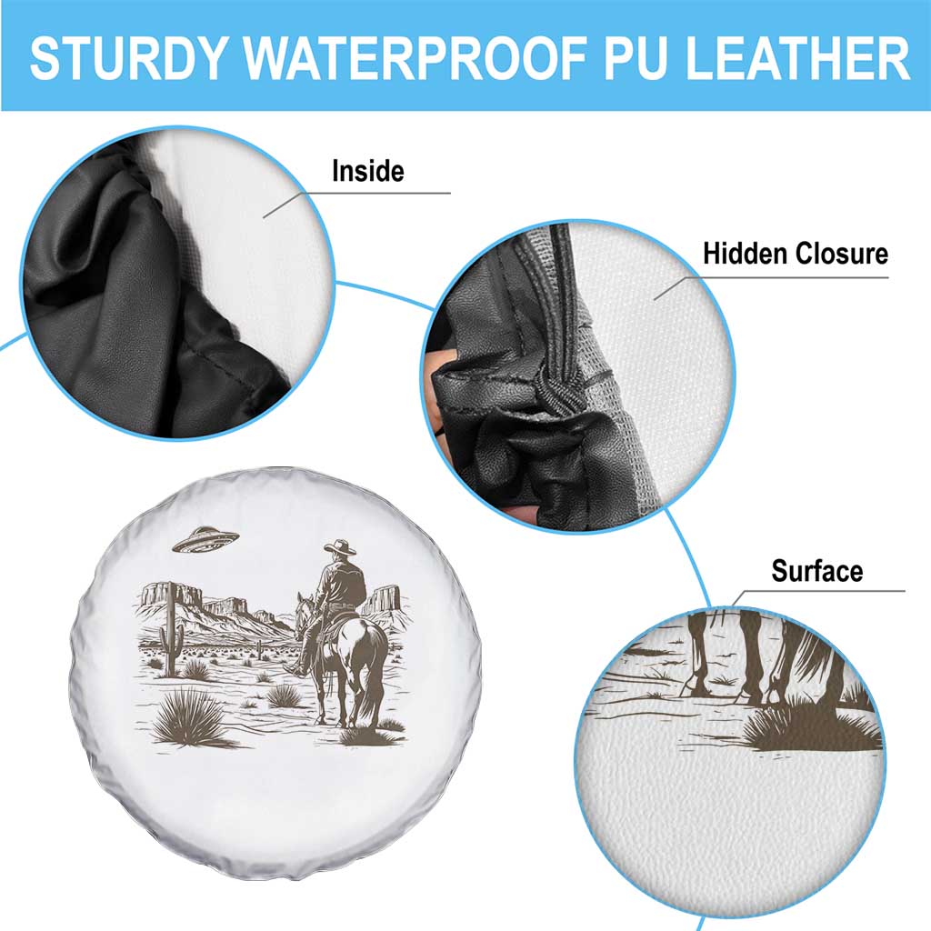 UFO Western Cowboy Spare Tire Cover Rodeo Wild West Retro Vintage Graphic