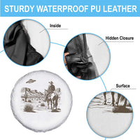 UFO Western Cowboy Spare Tire Cover Rodeo Wild West Retro Vintage Graphic