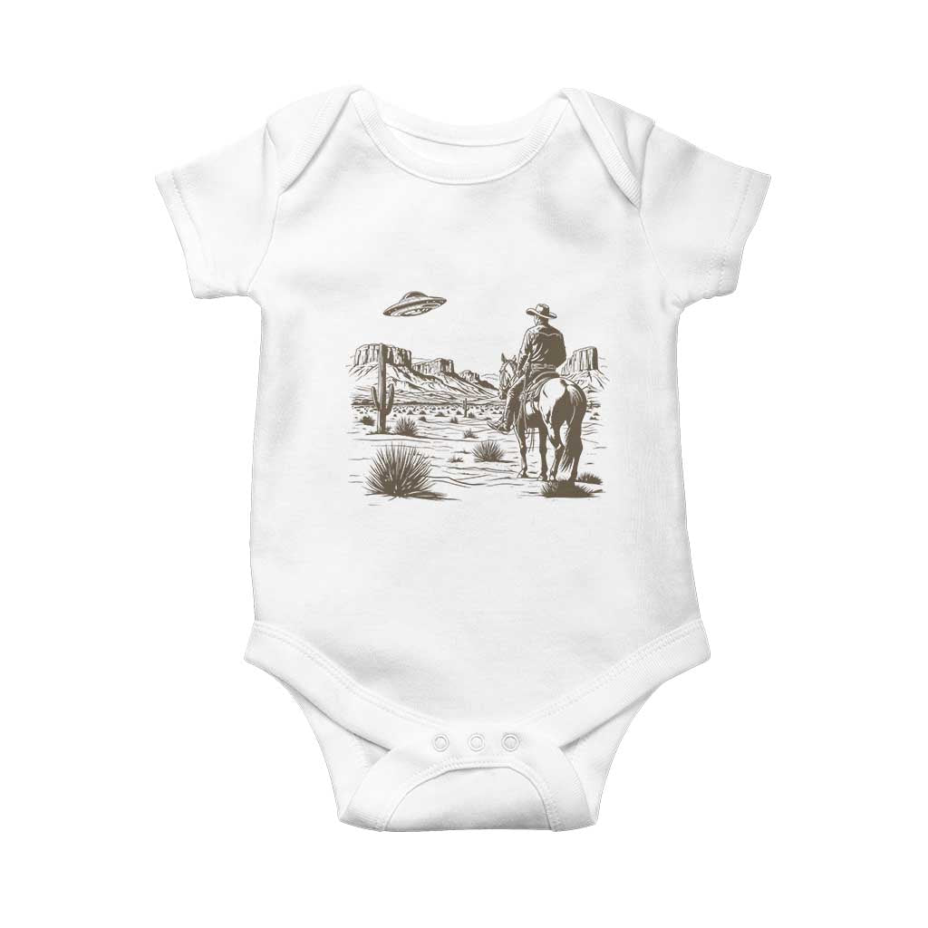 UFO Western Cowboy Baby Onesie Rodeo Wild West Retro Vintage Graphic