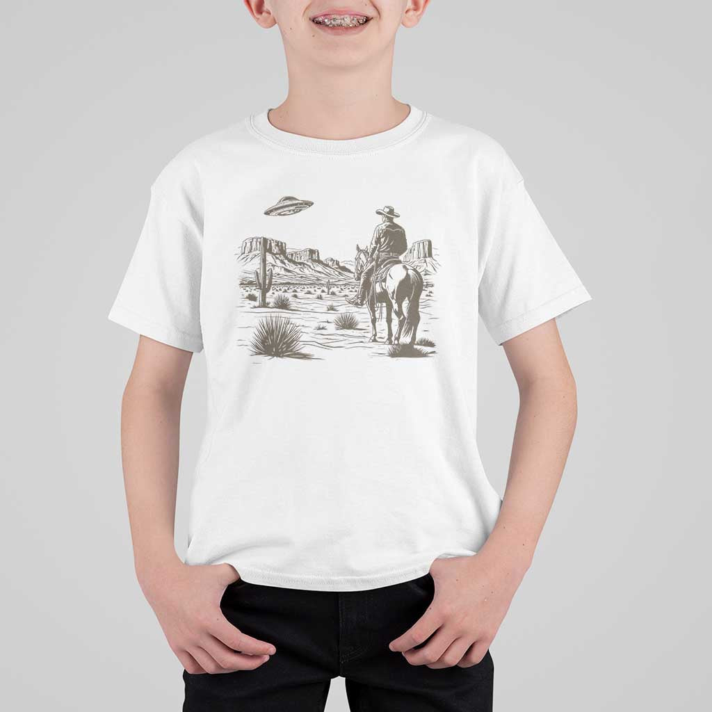UFO Western Cowboy T Shirt For Kid Rodeo Wild West Retro Vintage Graphic