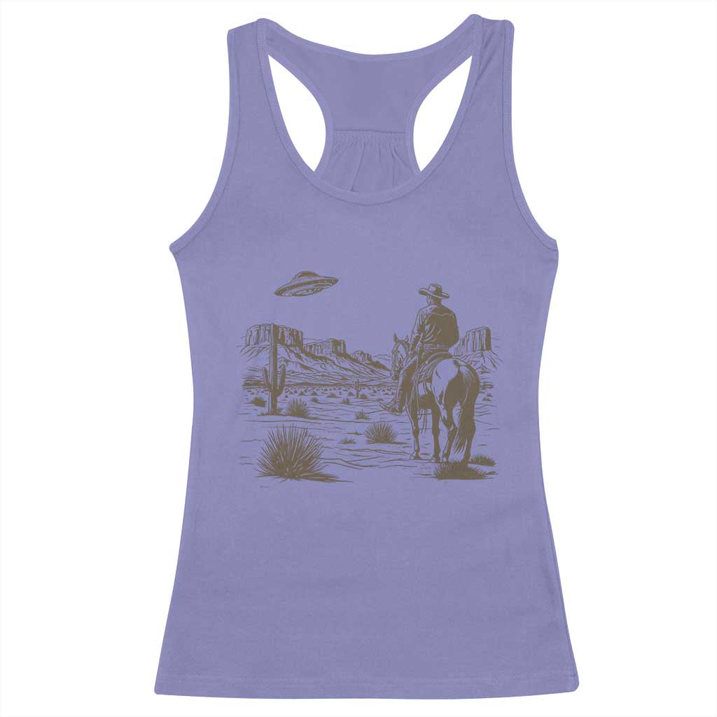 UFO Western Cowboy Racerback Tank Top Rodeo Wild West Retro Vintage Graphic