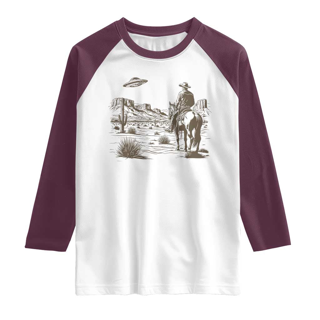 UFO Western Cowboy Raglan Shirt Rodeo Wild West Retro Vintage Graphic