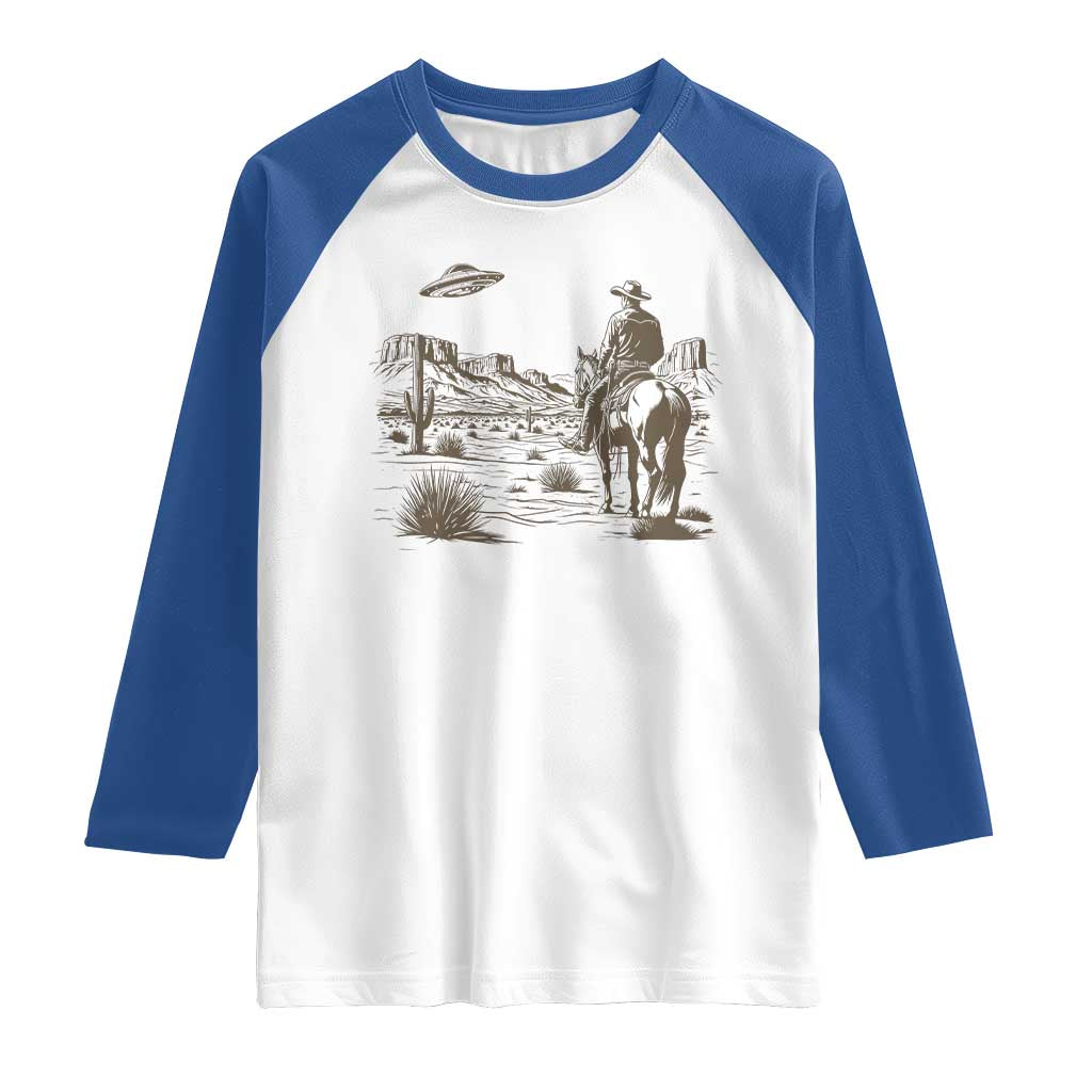 UFO Western Cowboy Raglan Shirt Rodeo Wild West Retro Vintage Graphic