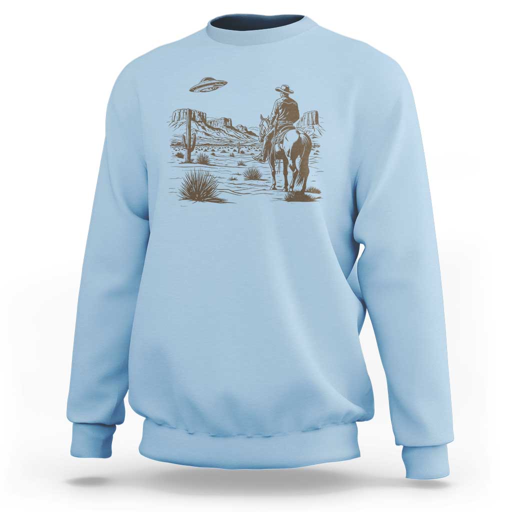 UFO Western Cowboy Sweatshirt Rodeo Wild West Retro Vintage Graphic